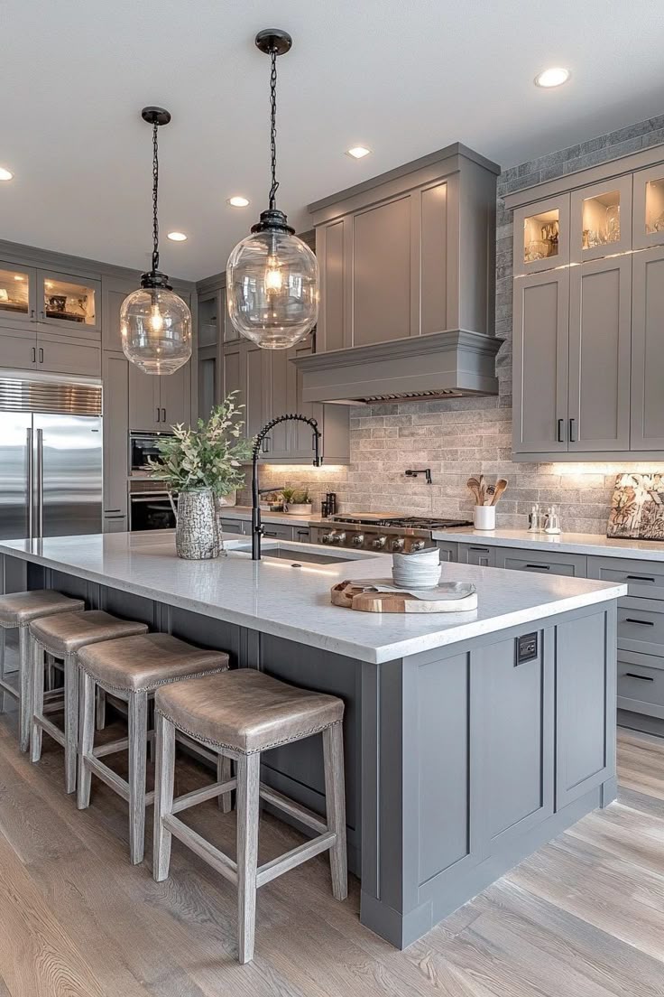 Grey kitchen cabinets